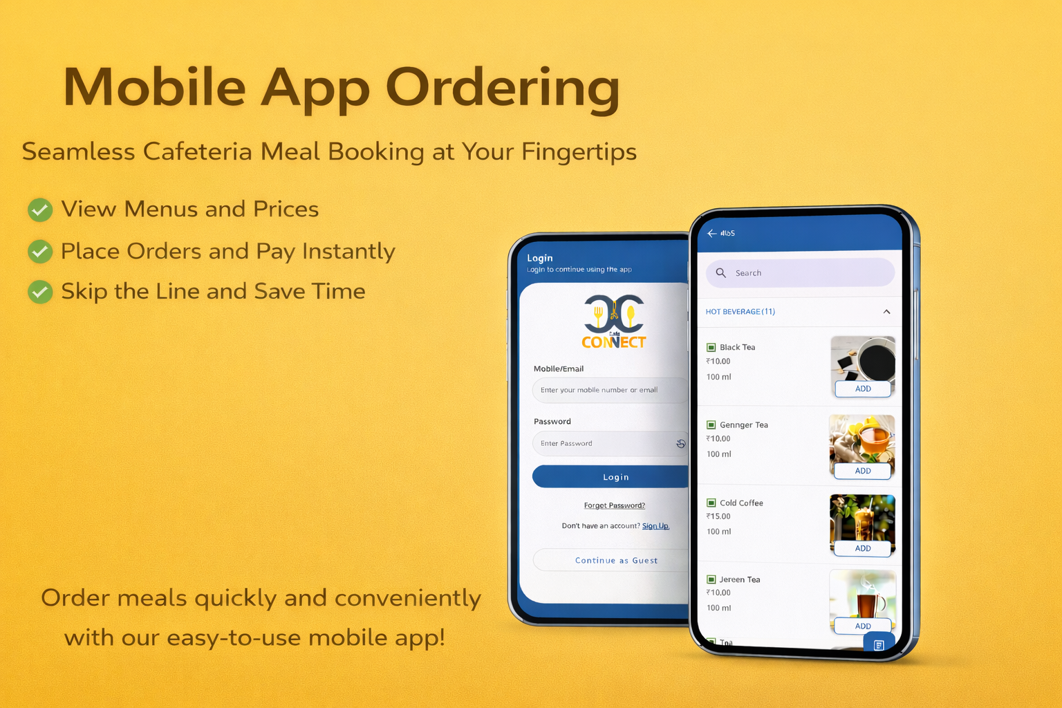Mobile app ordering