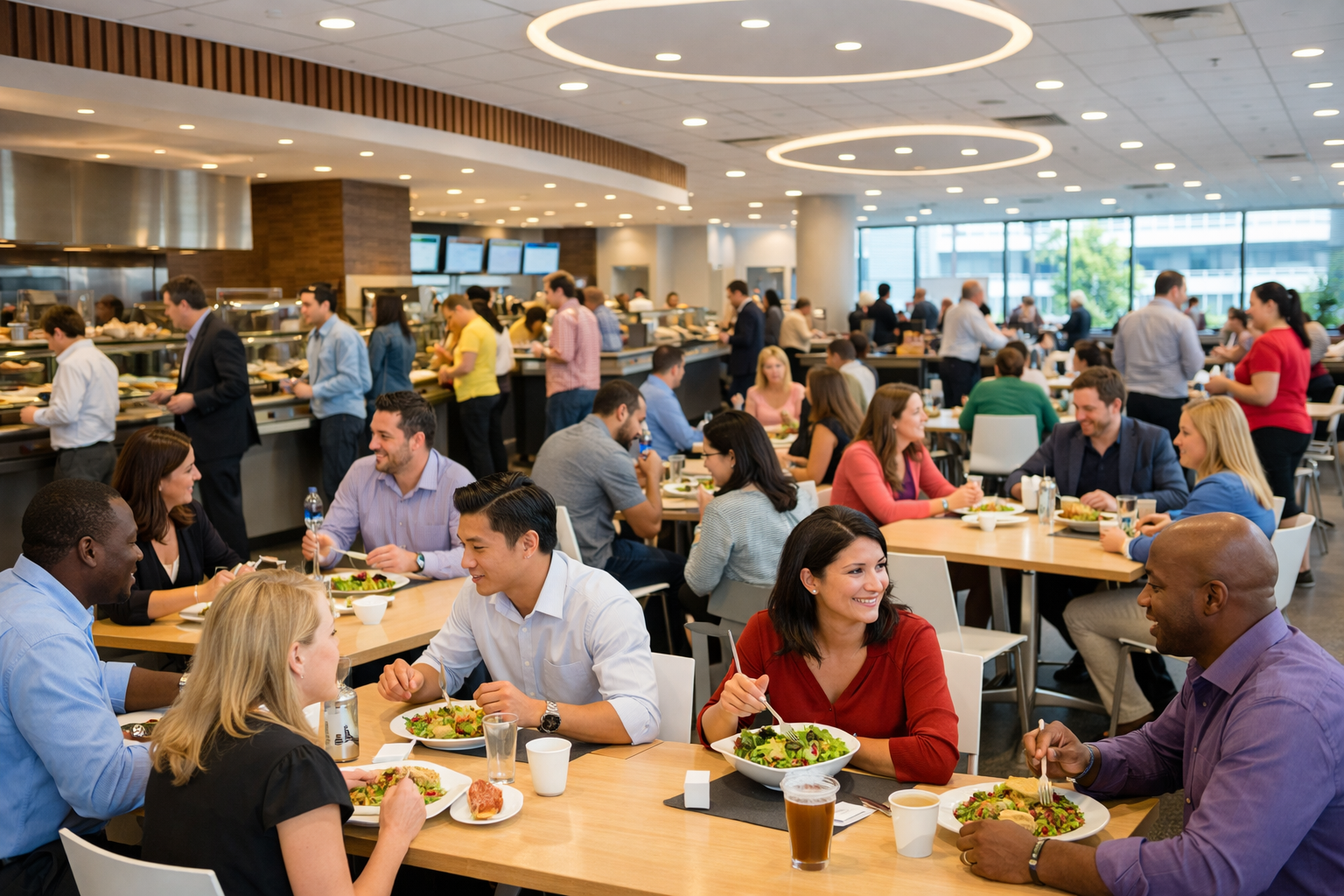 Modern corporate cafeteria
