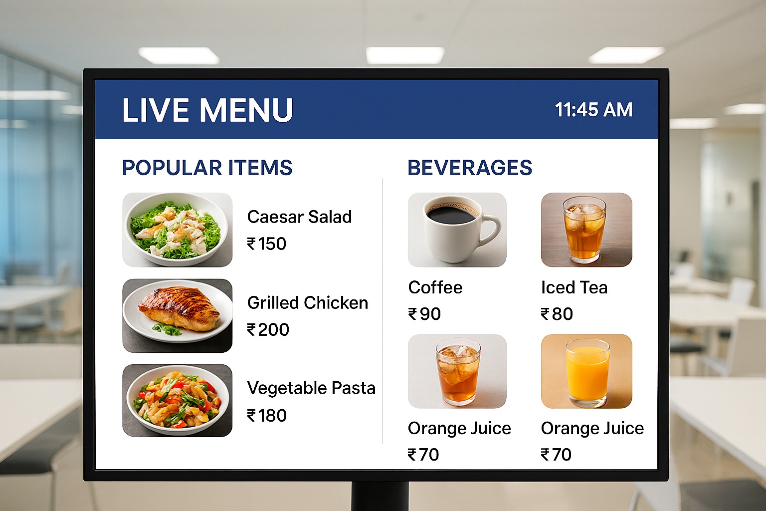 Live menu display